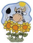 Sunflower Cow Embroidery Design